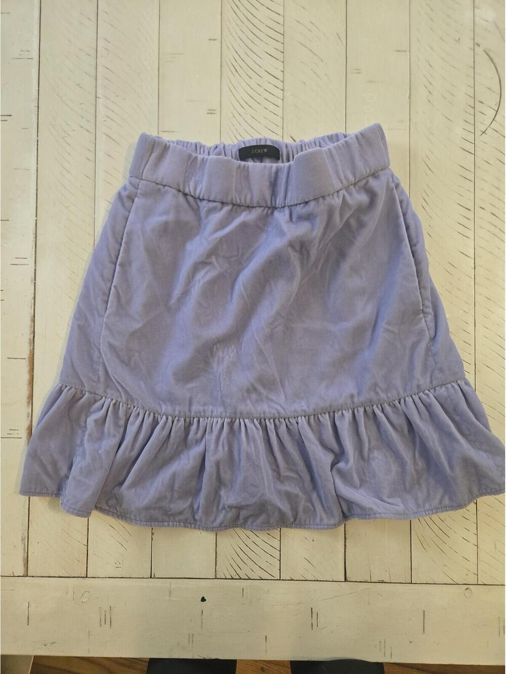J.Crew Lavender Velour Ruffle Hem Mini Skirt Women’s Size 0 Elastic Waist